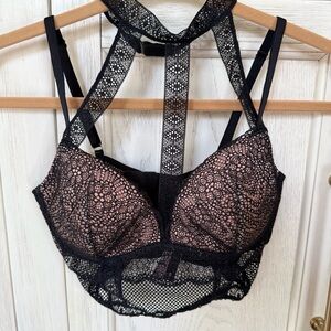 Victoria's Secret Black and Pink Lace Bra